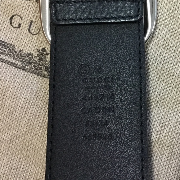 Authentic Gucci Belt Black leather chrome Gucci buckle size 85-34 - Picture 9 of 11